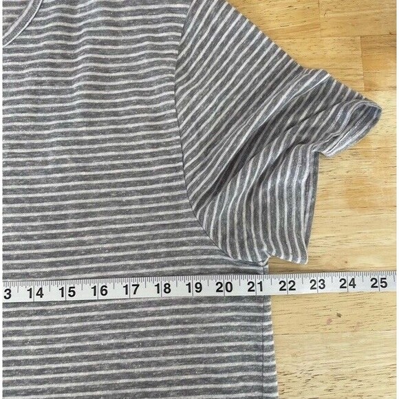 ONIA Chad Color Block Macro Stripe Linen Blend T-shirt Heather Grey Large EUC - Picture 5 of 6